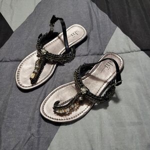 Shi Brown Beaded Thong Dressy Bch Sandals
